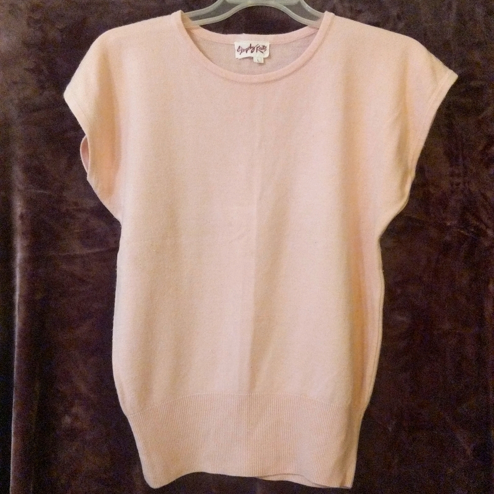 Vintage crew neck sweater short sleeve in pink Size L